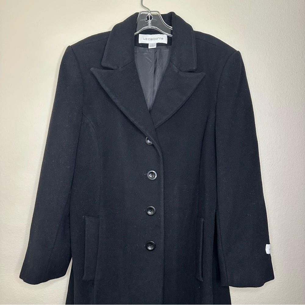 Liz Claiborne Black Wool Topcoat Size 6